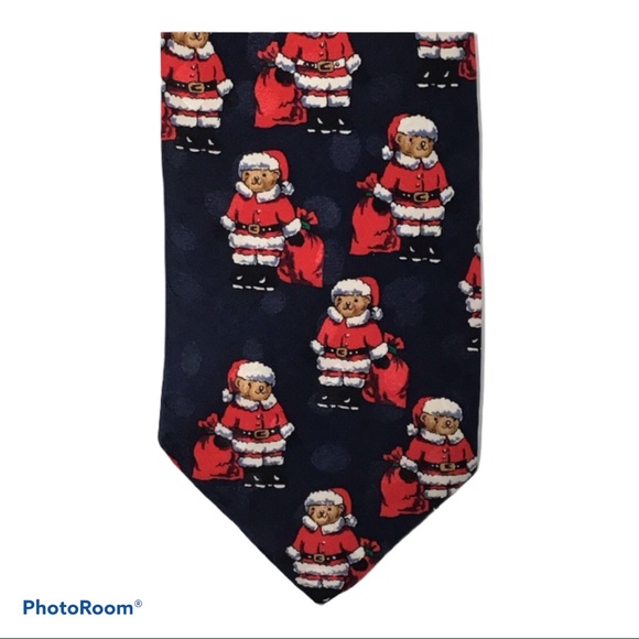 Addiction Santa Teddy Bear 100% Silk Tie - Picture 1 of 7